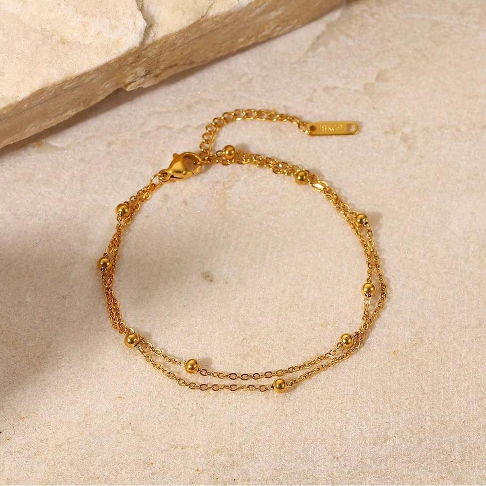 18K Gold Plated Double Layer Beaded Bracelet